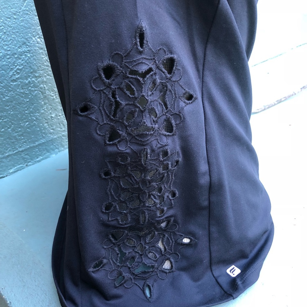 Fabletics Black tank with cutouts, racer back
